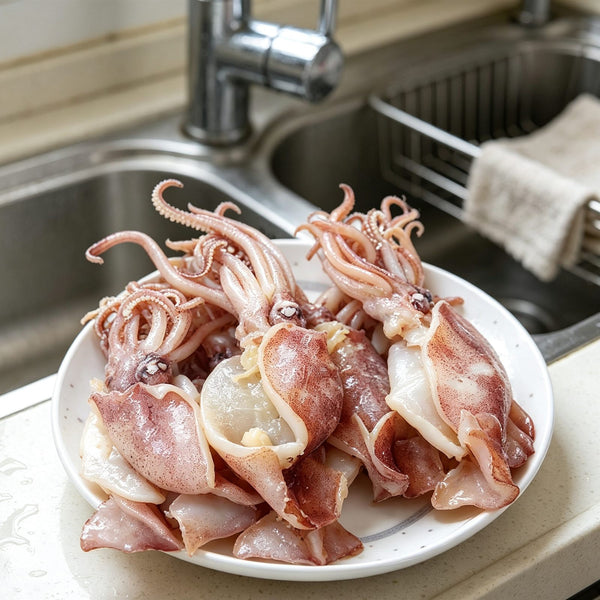 Fresh Whole Squid Cleaned and Ready
