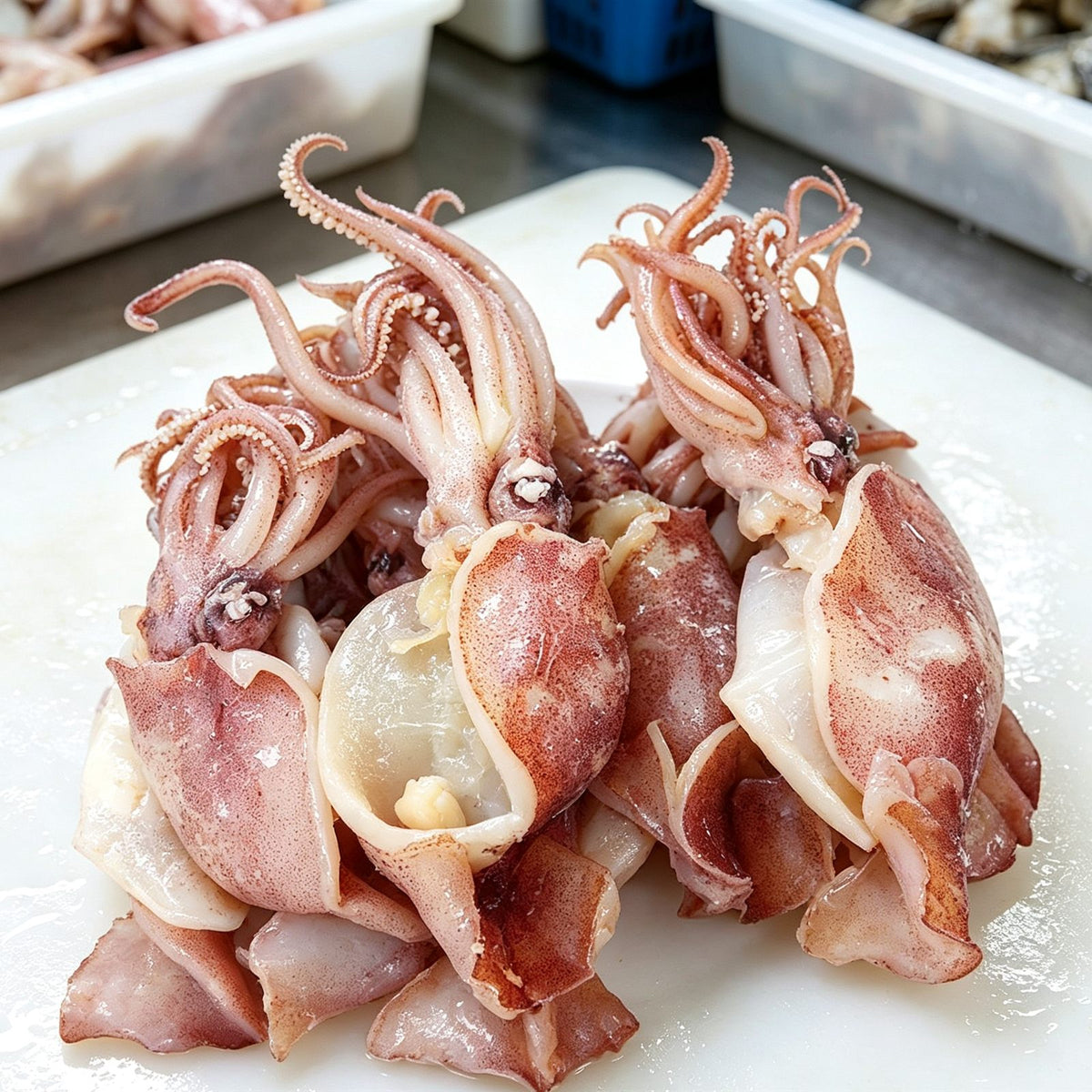 Fresh Whole Squid Cleaned and Ready