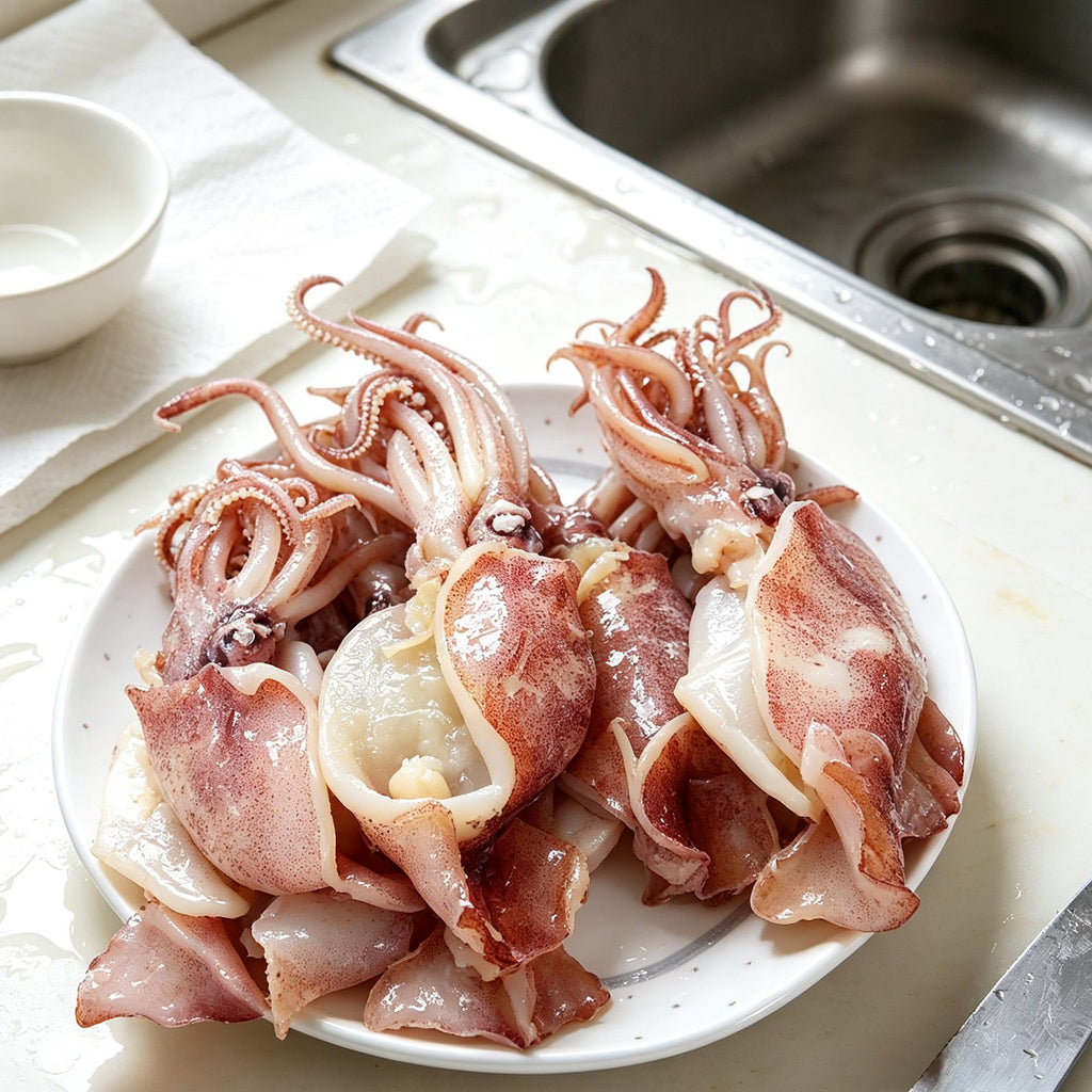 Fresh Whole Squid Cleaned and Ready