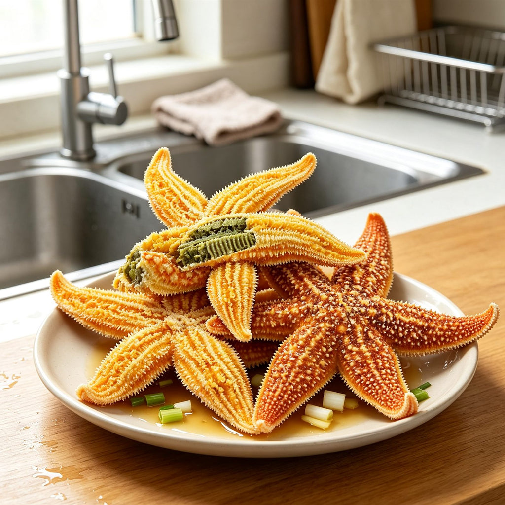 Golden Stuffed Sea Stars Gourmet Delicacy